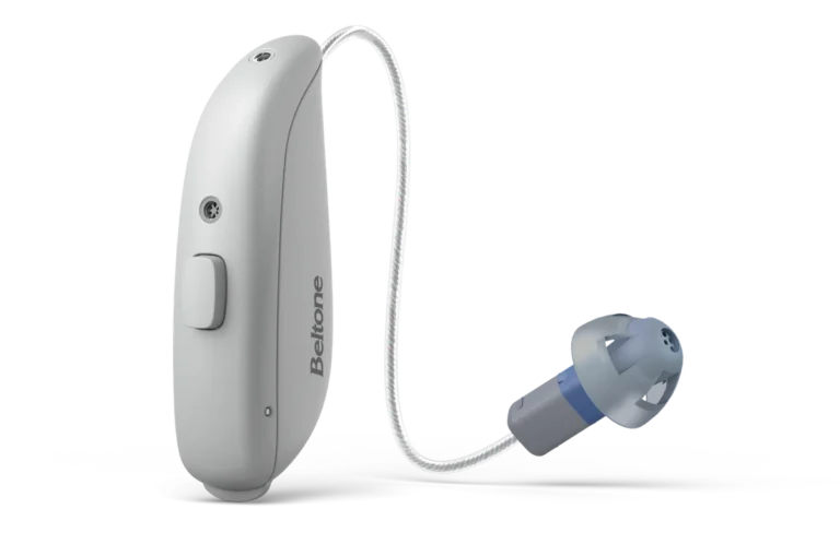 Aparelho auditivo Beltone Commence RIE 63 a pilha na cor Sterling Grey